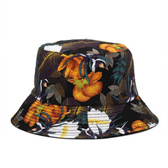 Block Print Bucket Hat Vintage Casual Basin Hats Outdoor Breathable Sunscreen
