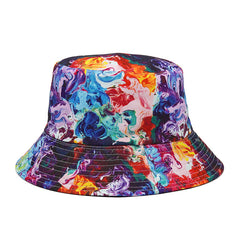 Block Print Bucket Hat Vintage Casual Basin Hats Outdoor Breathable Sunscreen