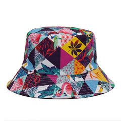 Block Print Bucket Hat Vintage Casual Basin Hats Outdoor Breathable Sunscreen