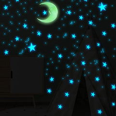 111pcs Star And Moon 3D Wall Sticker Glow In The Dark Stickers