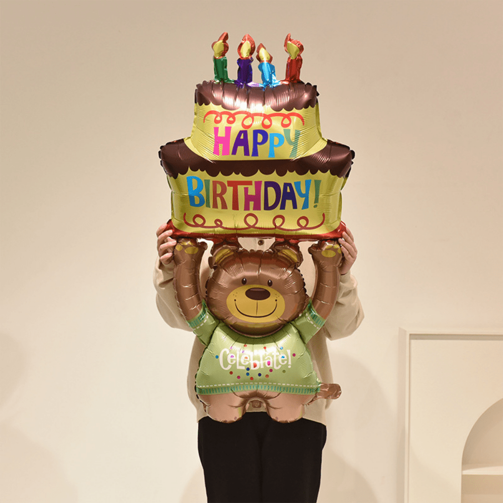 Oversized Bear Cake Holder Aluminum Film Balloon for Halloween Christmas
