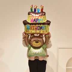 Oversized Bear Cake Holder Aluminum Film Balloon for Halloween Christmas