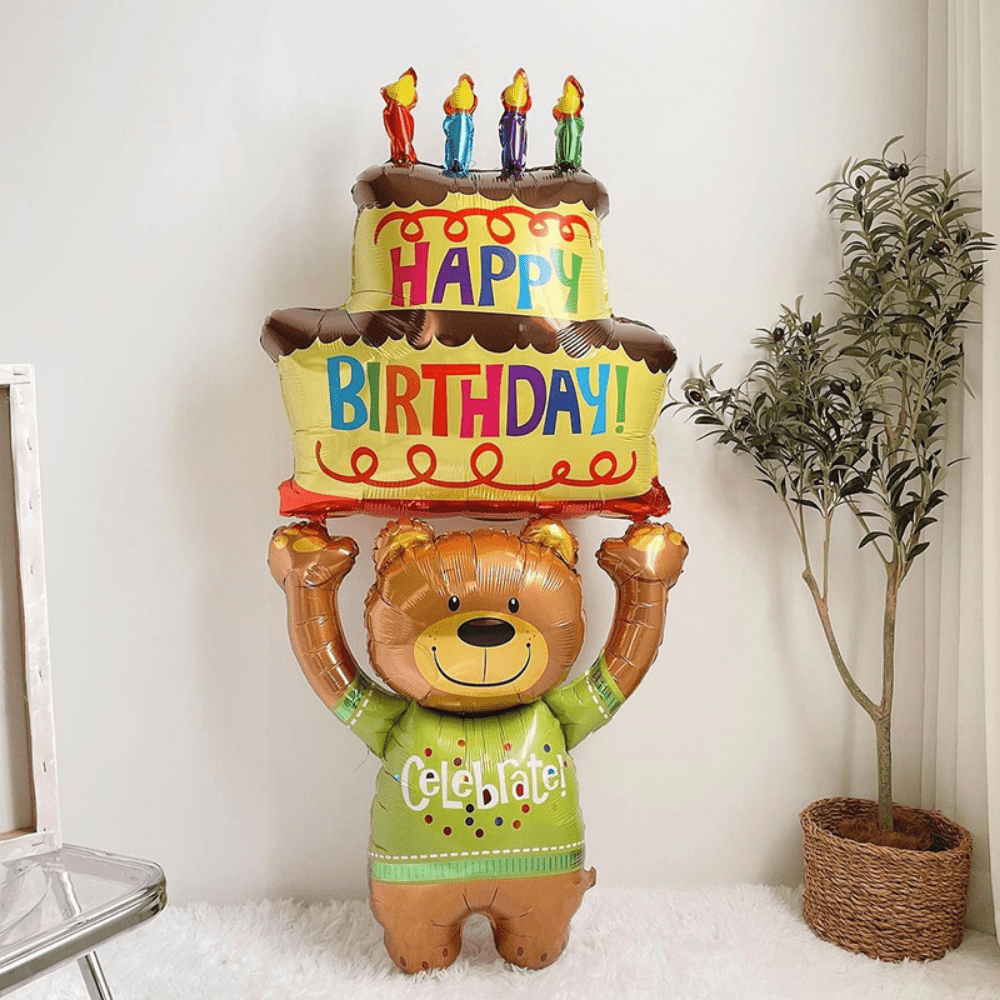 Oversized Bear Cake Holder Aluminum Film Balloon for Halloween Christmas