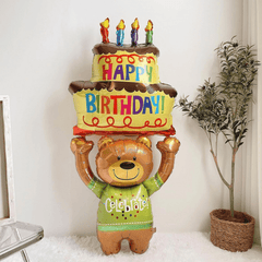 Oversized Bear Cake Holder Aluminum Film Balloon for Halloween Christmas