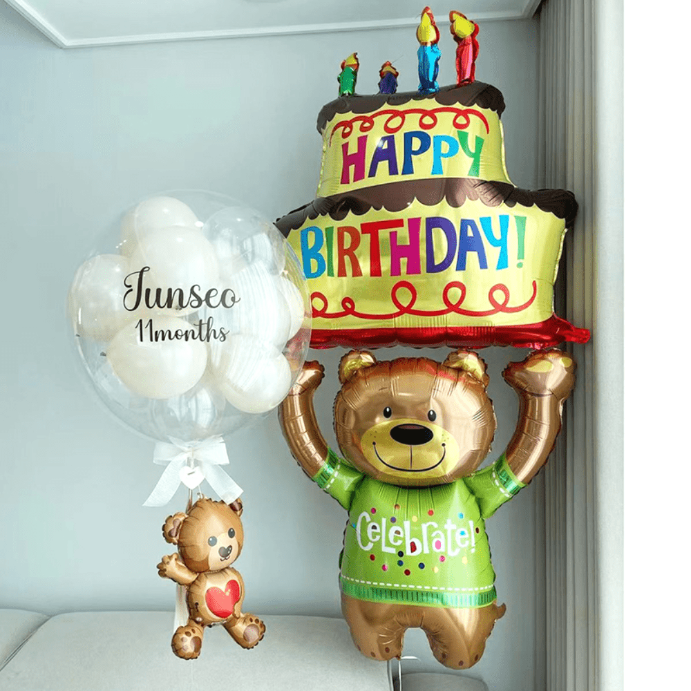Oversized Bear Cake Holder Aluminum Film Balloon for Halloween Christmas
