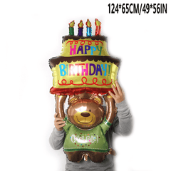 Oversized Bear Cake Holder Aluminum Film Balloon for Halloween Christmas