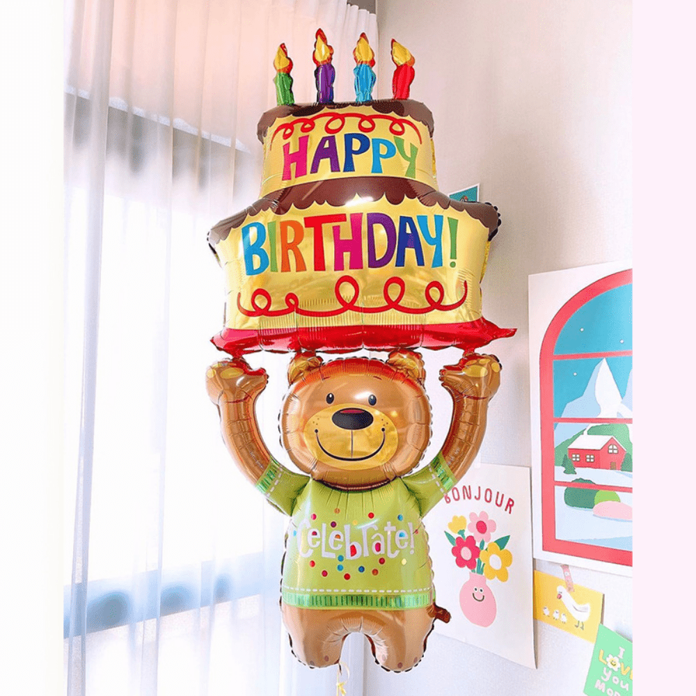 Oversized Bear Cake Holder Aluminum Film Balloon for Halloween Christmas