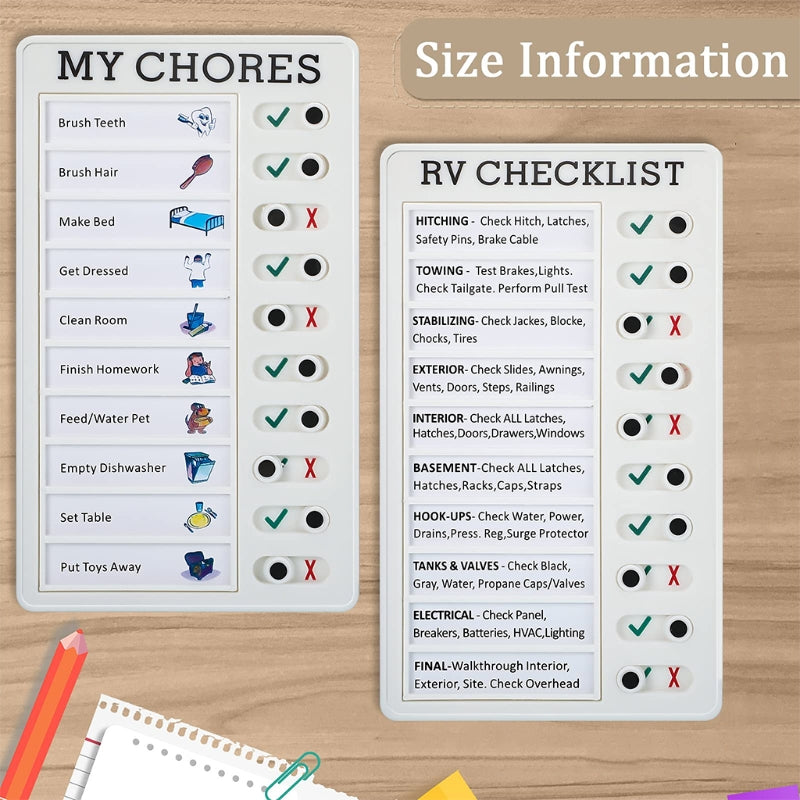 Adjustable Chores Checklist Board for Home & Classroom