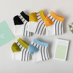 5 Pairs Vertical Striped Ankle Socks Women's Stockings
