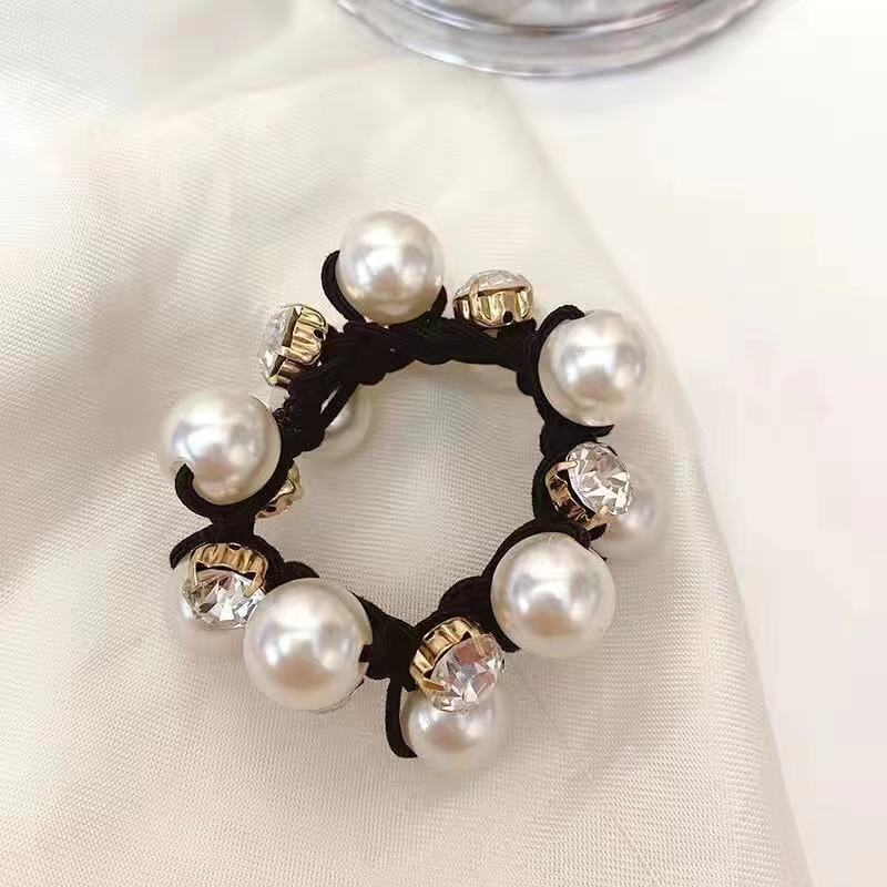 Faux Pearl Hair Ties Rhinestone Elastic Scrunchies Hair Accessories