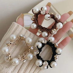 Faux Pearl Hair Ties Rhinestone Elastic Scrunchies Hair Accessories