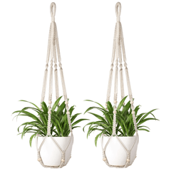 Macrame Plant Hanger Indoor Hanging Planter Basket Wood Beads