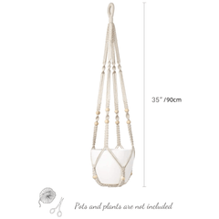Macrame Plant Hanger Indoor Hanging Planter Basket Wood Beads