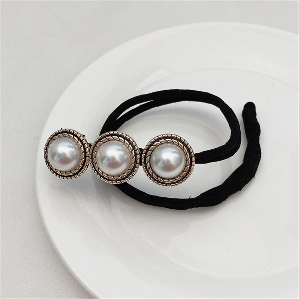 Flower & Pearl Hair Bun Maker Tie Wedding Hair Accessory