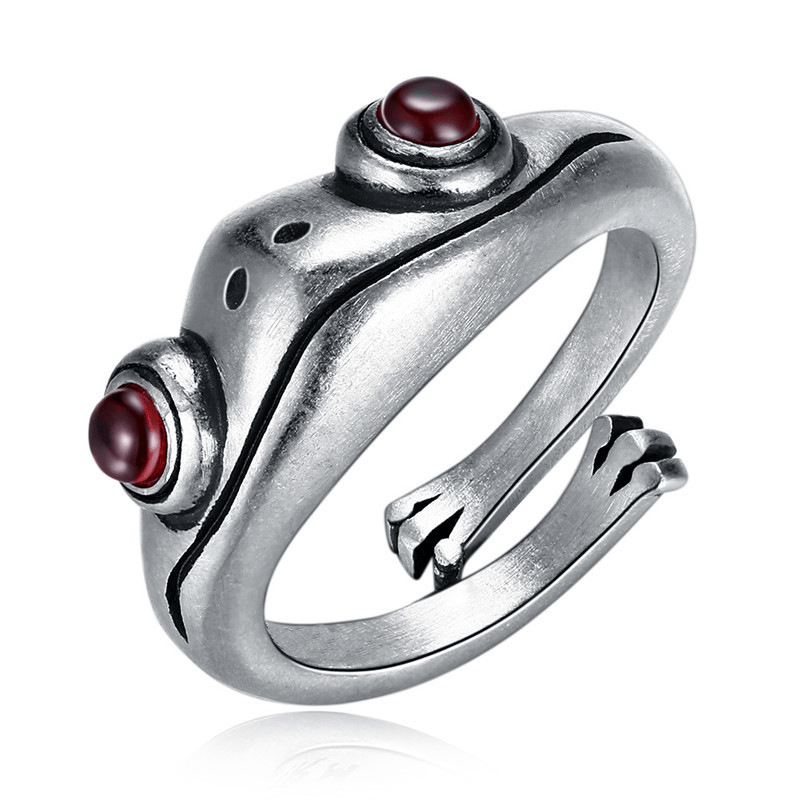 Punk Retro Frog Cat Ring Vintage Ancient Kitty Resizable Ring
