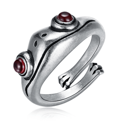 Punk Retro Frog Cat Ring Vintage Ancient Kitty Resizable Ring