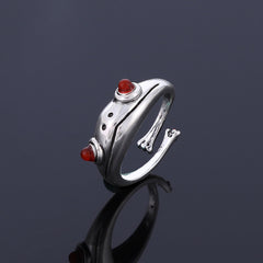 Punk Retro Frog Cat Ring Vintage Ancient Kitty Resizable Ring