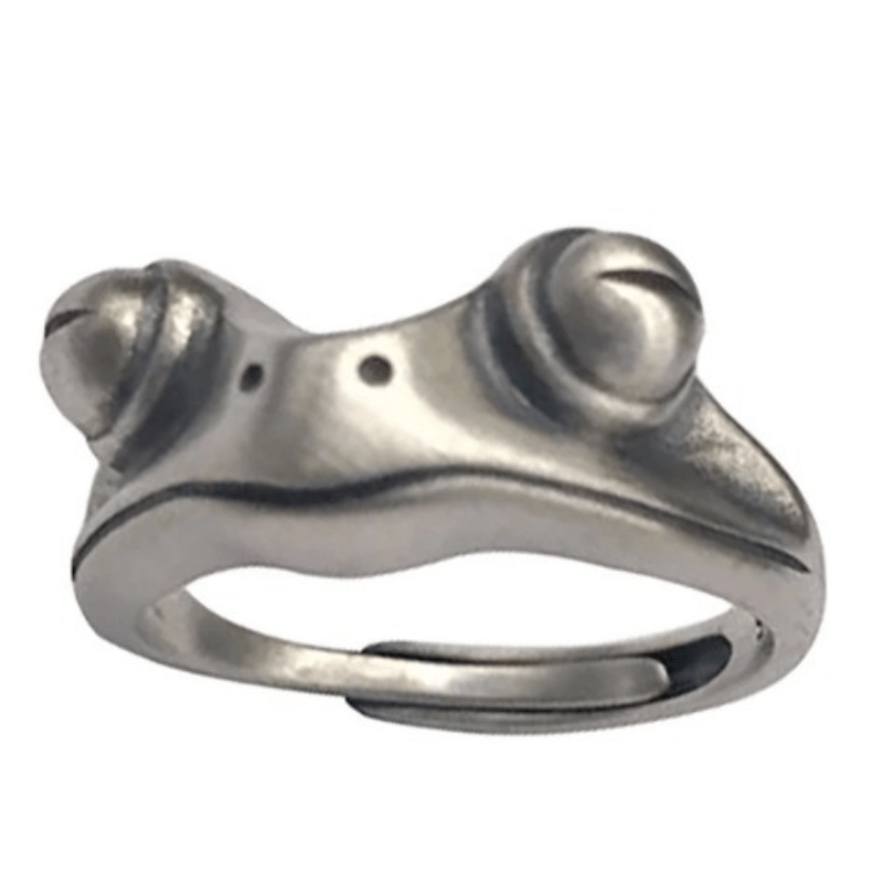 Punk Retro Frog Cat Ring Vintage Ancient Kitty Resizable Ring