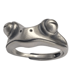Punk Retro Frog Cat Ring Vintage Ancient Kitty Resizable Ring