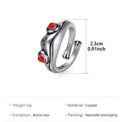 Punk Retro Frog Cat Ring Vintage Ancient Kitty Resizable Ring