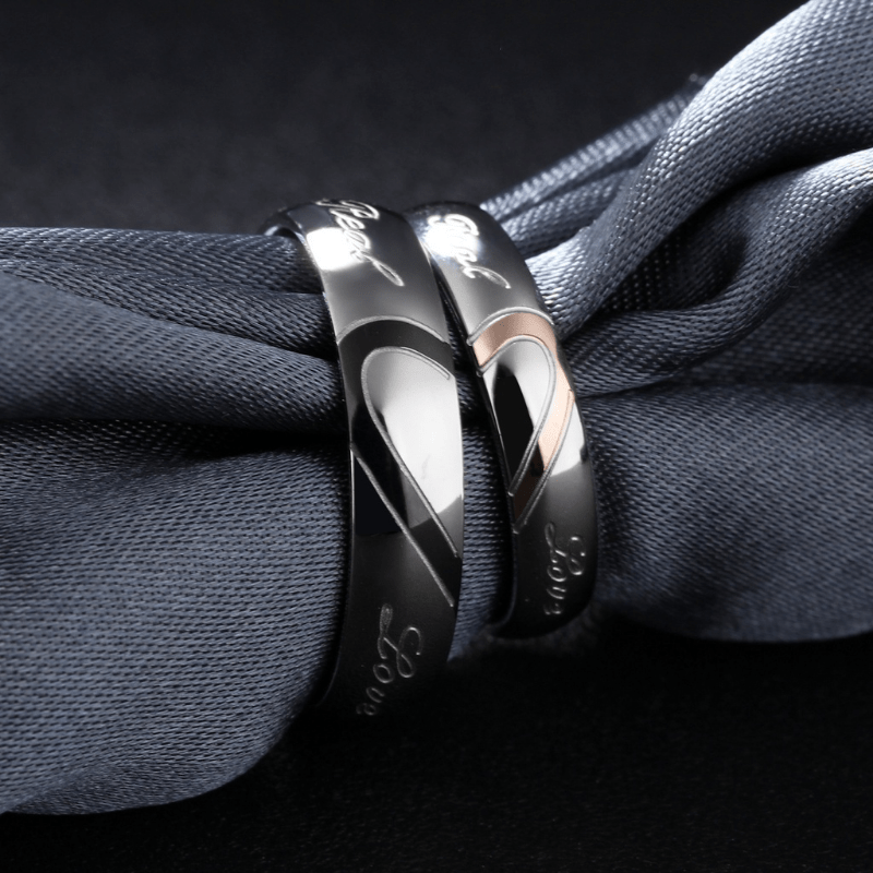 Stainless Steel Couple Ring Jewelry Wedding Ring Sets Romantic Heart Jewelry