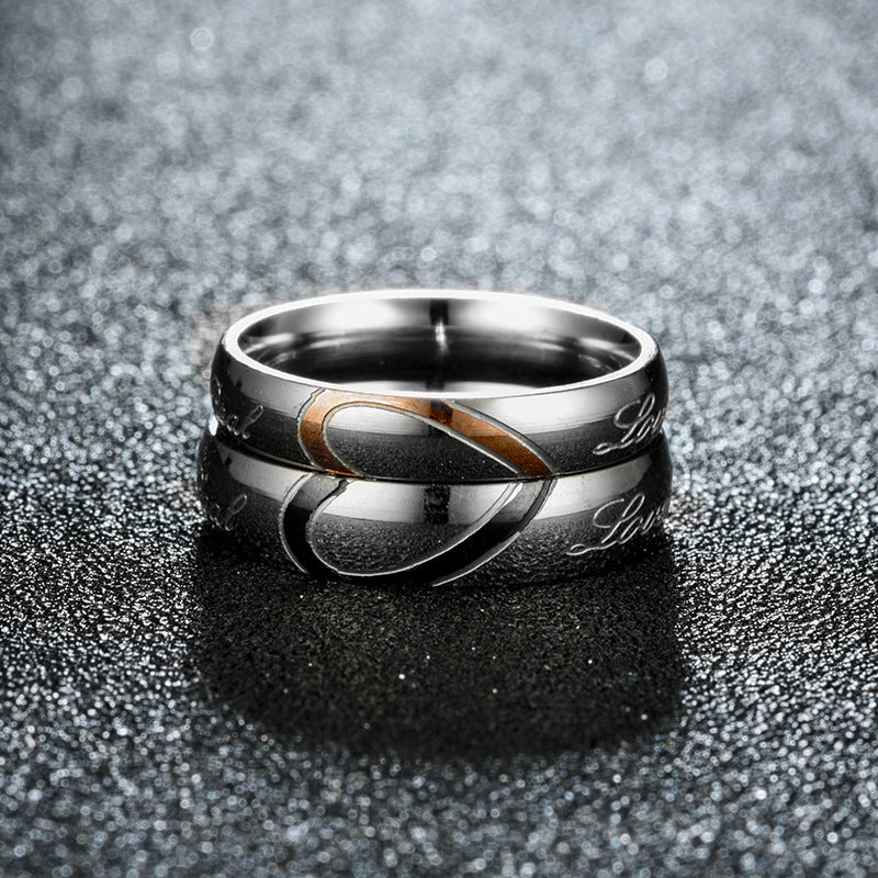 Stainless Steel Couple Ring Jewelry Wedding Ring Sets Romantic Heart Jewelry