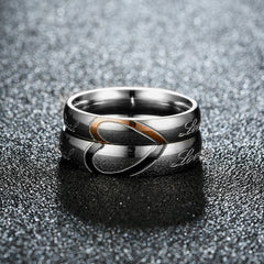 Stainless Steel Couple Ring Jewelry Wedding Ring Sets Romantic Heart Jewelry