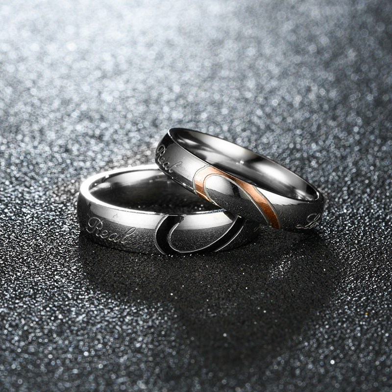 Stainless Steel Couple Ring Jewelry Wedding Ring Sets Romantic Heart Jewelry