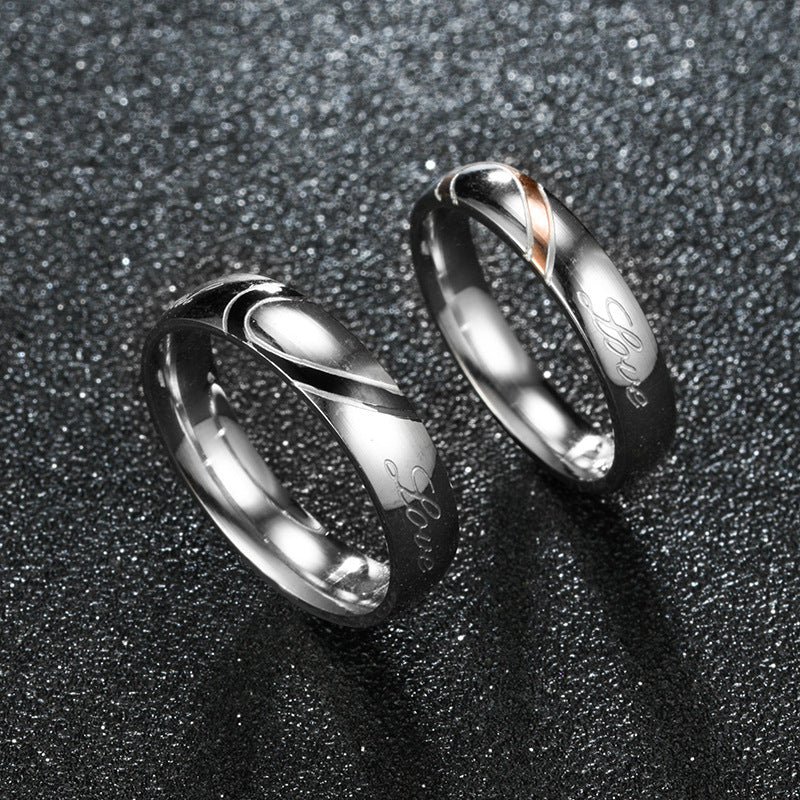 Stainless Steel Couple Ring Jewelry Wedding Ring Sets Romantic Heart Jewelry