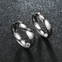 Stainless Steel Couple Ring Jewelry Wedding Ring Sets Romantic Heart Jewelry