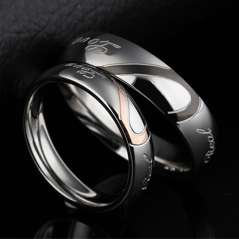 Stainless Steel Couple Ring Jewelry Wedding Ring Sets Romantic Heart Jewelry