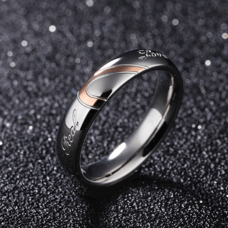Stainless Steel Couple Ring Jewelry Wedding Ring Sets Romantic Heart Jewelry