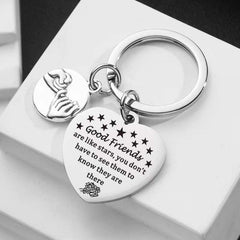 Peach Heart Stainless Steel Keychain for Friends Sisters Girlfriends