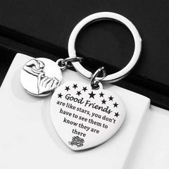 Peach Heart Stainless Steel Keychain for Friends Sisters Girlfriends