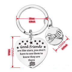 Peach Heart Stainless Steel Keychain for Friends Sisters Girlfriends