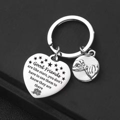 Peach Heart Stainless Steel Keychain for Friends Sisters Girlfriends