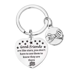 Peach Heart Stainless Steel Keychain for Friends Sisters Girlfriends