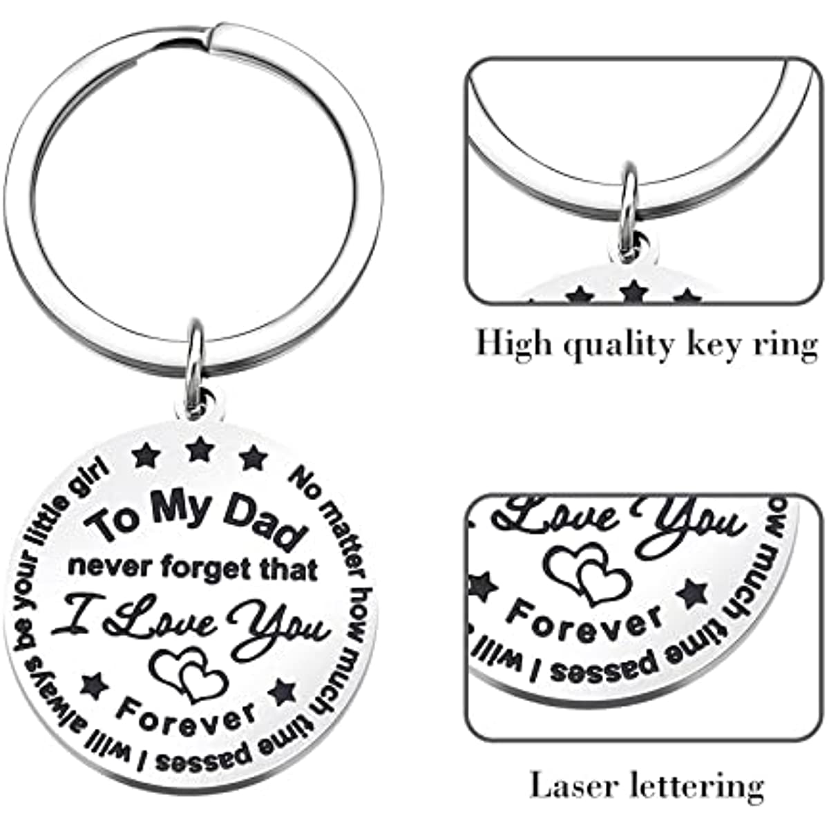 Dad Keychain From Daughter Son Unique Gift For Men On Birthday