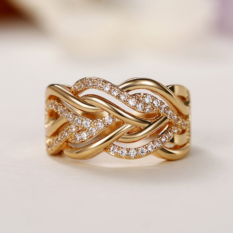 18K Plated Zircon Ring for Women Wedding Gift