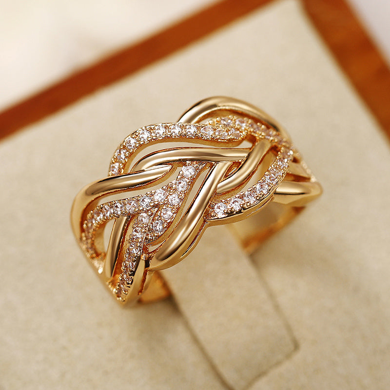 18K Plated Zircon Ring for Women Wedding Gift