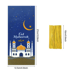 50pcs Eid Mubarak Gift Bags Plastic OPP Candy Cookie Bag Ramadan Kareem Decorati