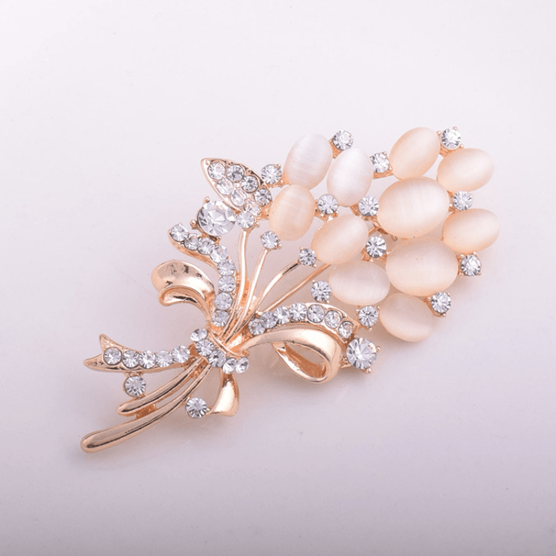 Golden Flower Bouquet Brooch Corsage Scarf Clips Pins Brooches