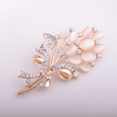 Golden Flower Bouquet Brooch Corsage Scarf Clips Pins Brooches