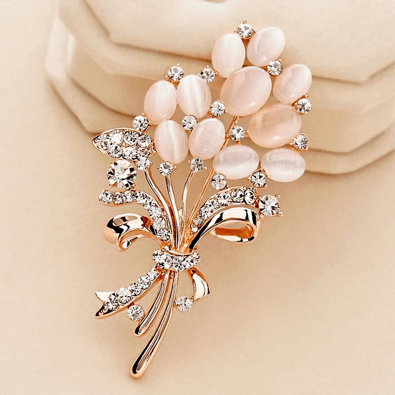 Golden Flower Bouquet Brooch Corsage Scarf Clips Pins Brooches