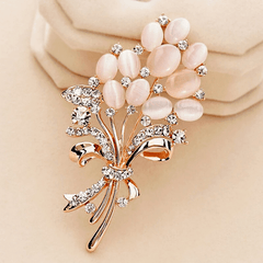 Golden Flower Bouquet Brooch Corsage Scarf Clips Pins Brooches