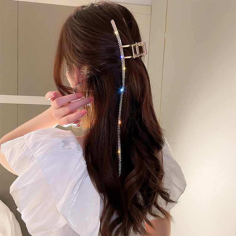 Rhinestone Tassel Hair Claw Clip Strong Hold Hair Jaw Clip