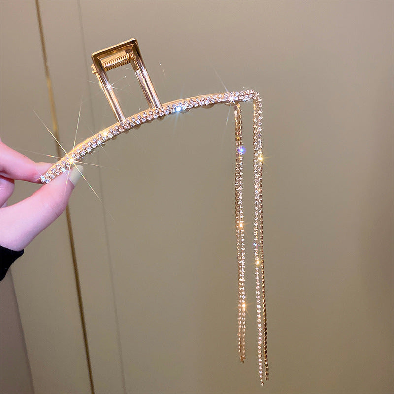 Rhinestone Tassel Hair Claw Clip Strong Hold Hair Jaw Clip