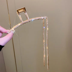 Rhinestone Tassel Hair Claw Clip Strong Hold Hair Jaw Clip