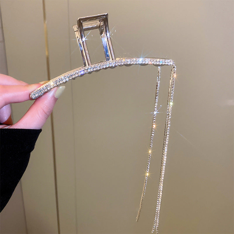 Rhinestone Tassel Hair Claw Clip Strong Hold Hair Jaw Clip