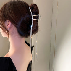 Rhinestone Tassel Hair Claw Clip Strong Hold Hair Jaw Clip